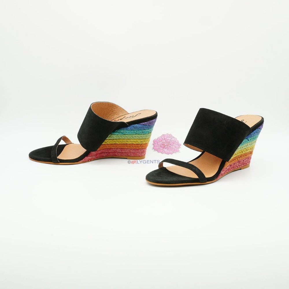Free People Black Suede Wedge NEW